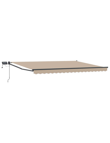 Tenda retrattile manuale con LED Beige 5 x 3 m