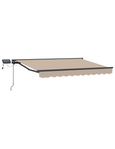 Cornice per Tenda Manuale con LED Beige 3,5 x 2 m