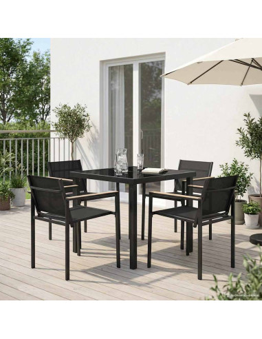 Set di Mobili da Esterno 5 pcs Nero e antracite 80 x 80 x 73 cm