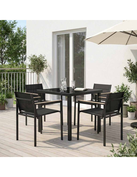 Set di Mobili da Esterno 5 pcs Nero e antracite 80 x 80 x 73 cm