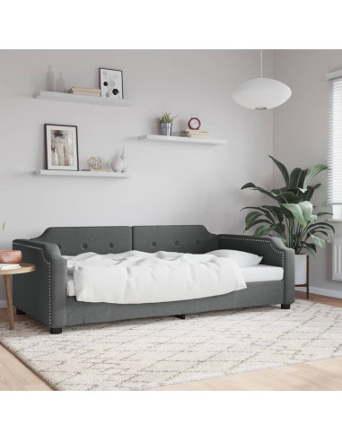 Letto da Giorno Grigio Scuro 100x190 cm in Tessuto