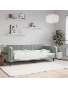 Letto da Giorno Grigio Chiaro 100x190 cm in Velluto