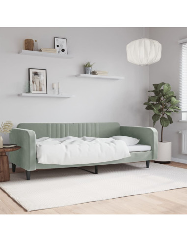 Letto da Giorno Grigio Chiaro 100x190 cm in Velluto