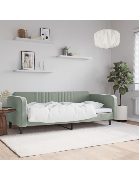 Letto da Giorno Grigio Chiaro 100x190 cm in Velluto