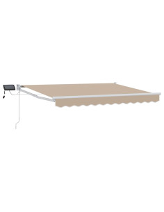 Tenda retrattile manuale con LED Beige 3,5 x 2 m