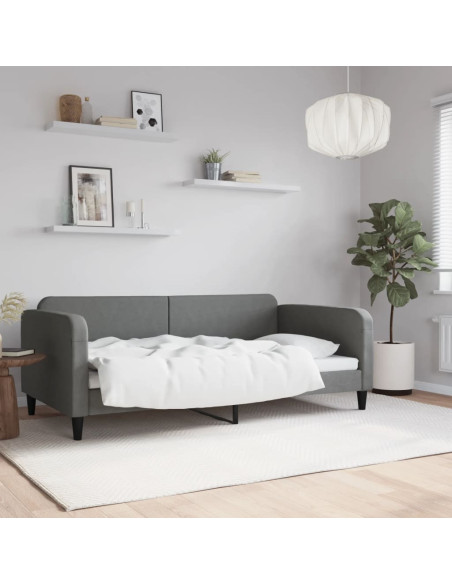 Letto da Giorno Grigio Scuro 100x190 cm in Tessuto