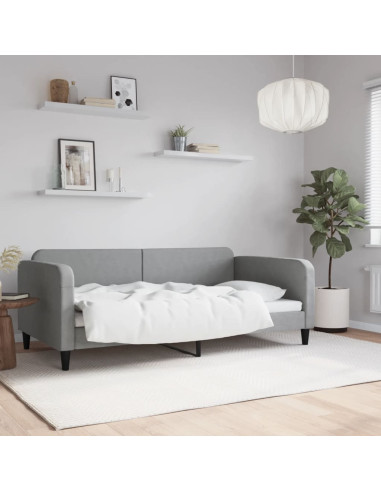 Letto da Giorno Grigio Chiaro 100x190 cm in Tessuto
