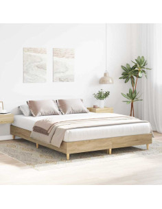 Struttura del letto 2 pcs Sonoma 152 x 203 cm Legno multistrato