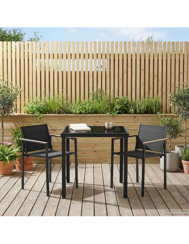 Set di Mobili da Esterno 3 pcs Nero e antracite 80 x 80 x 73 cm