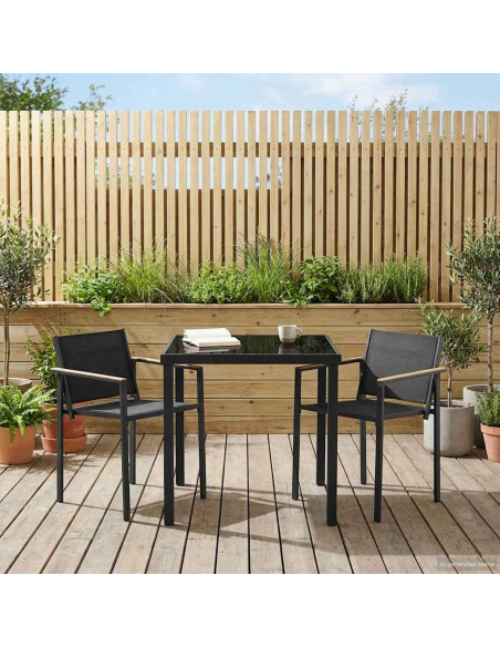 Set di Mobili da Esterno 3 pcs Nero e antracite 80 x 80 x 73 cm