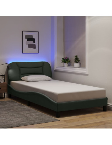 Giroletto con LED senza Materasso Hvar Grigio Scuro 100x203 cm in Tessuto