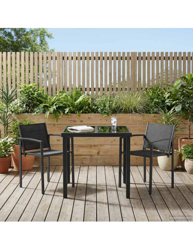 Set di Mobili da Esterno 3 pcs Nero e antracite 80 x 80 x 73 cm