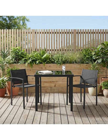 Set di Mobili da Esterno 3 pcs Nero e antracite 80 x 80 x 73 cm