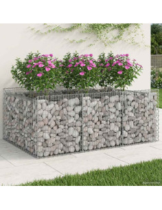 Letto rialzato in gabbione Argento 150 x 100 x 60 cm