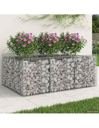 Letto rialzato in gabbione Argento 150 x 100 x 60 cm