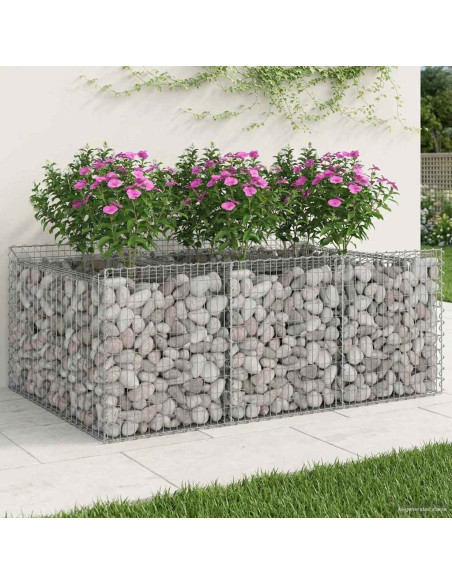 Letto rialzato in gabbione Argento 150 x 100 x 60 cm