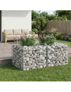 Letto rialzato in gabbione Argento 100 x 100 x 60 cm