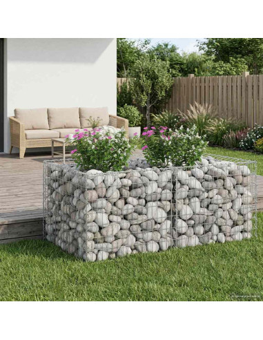 Letto rialzato in gabbione Argento 100 x 100 x 60 cm