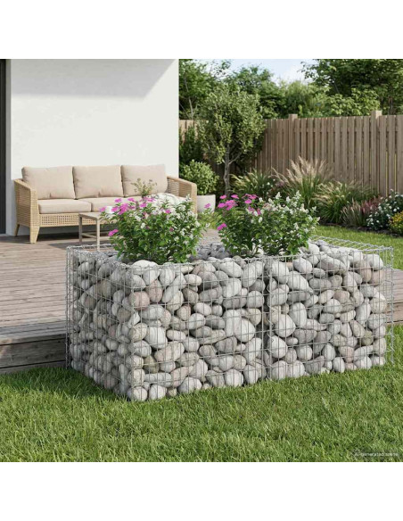 Letto rialzato in gabbione Argento 100 x 100 x 60 cm