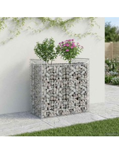 Letto rialzato in gabbione Argento 50 x 100 x 100 cm