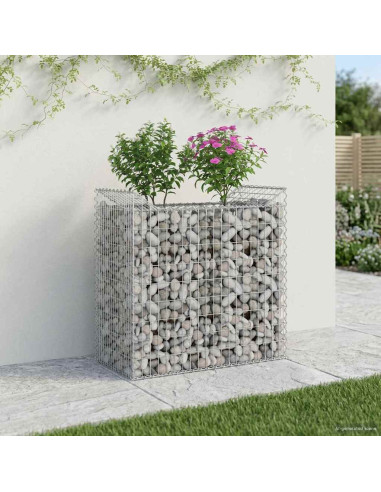 Letto rialzato in gabbione Argento 50 x 100 x 100 cm