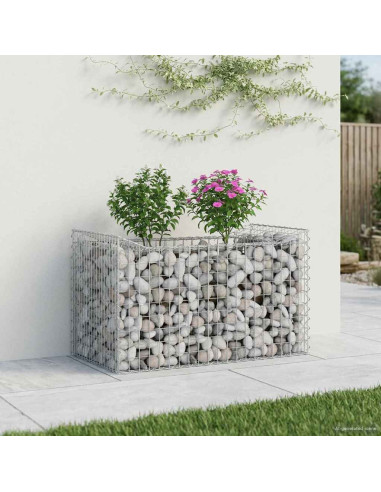 Letto rialzato in gabbione Argento 50 x 100 x 60 cm
