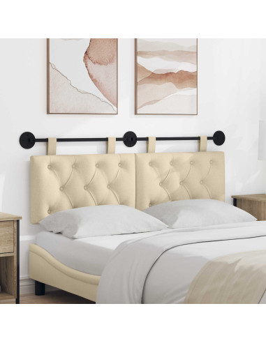 Testata appesa Montaggio a parete Crema 150 x 55 x 7 cm Tessuto