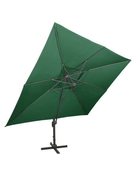 Ombrellone a Sbalzo con Doppia Copertura 400x300 cm Verde