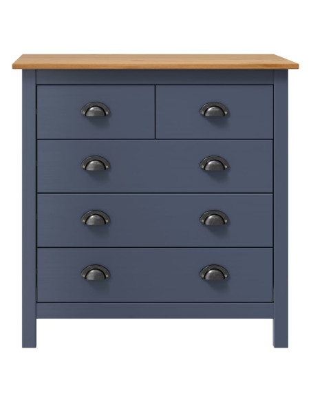 Credenza Hill Grigia 79x40x80 cm in Legno Massello di Pino