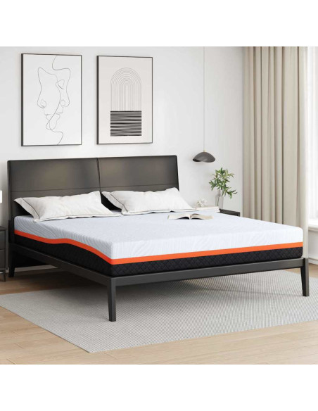 Materasso Bianco e Grigio 200 x 200 cm Tessuto Jacquard