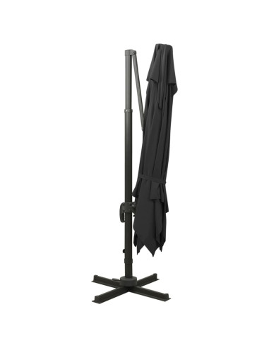 Ombrellone a Sbalzo con Doppia Copertura 300x300 cm Nero