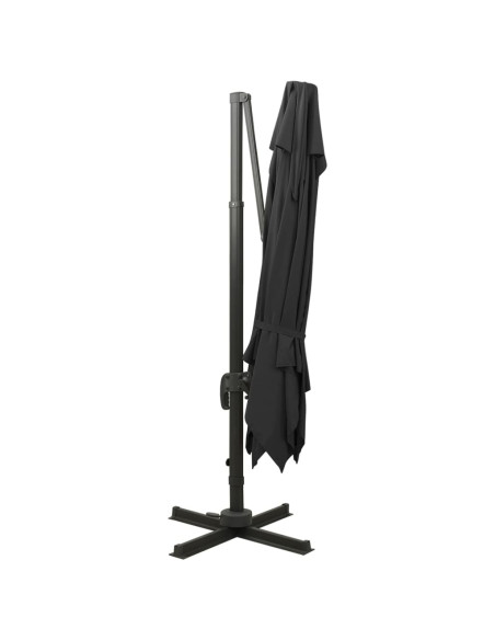 Ombrellone a Sbalzo con Doppia Copertura 300x300 cm Nero
