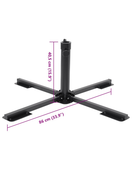 Base Pieghevole Ombrellone Palo Ø38/48 mm Nero Lucido Acciaio