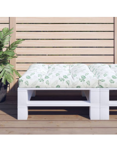 Cuscino per Pallet con Motivo a Foglie 80x80x12 cm in Tessuto