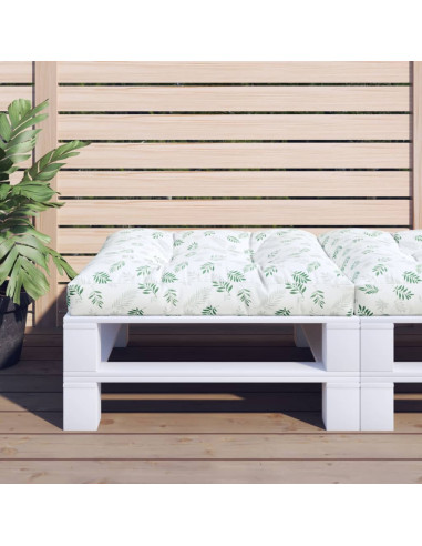 Cuscino per Pallet con Motivo a Foglie 80x80x12 cm in Tessuto