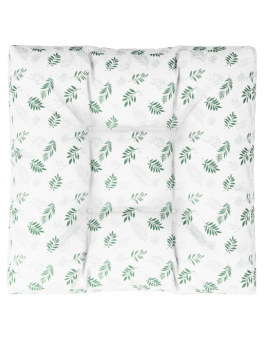 Cuscino per Pallet con Motivo a Foglie 80x80x12 cm in Tessuto