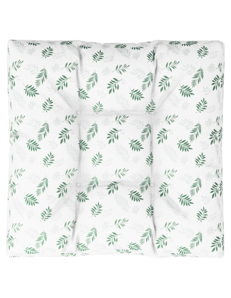 Cuscino per Pallet con Motivo a Foglie 80x80x12 cm in Tessuto