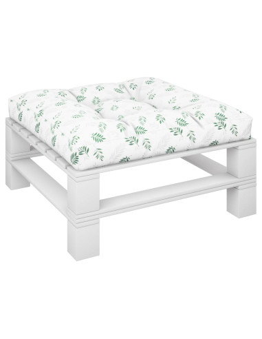 Cuscino per Pallet con Motivo a Foglie 80x80x12 cm in Tessuto