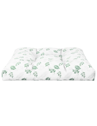 Cuscino per Pallet con Motivo a Foglie 80x80x12 cm in Tessuto