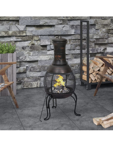 Stufa da Giardino con Attizzatoio 39x39x90 cm in Acciaio