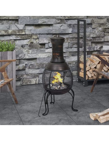 Stufa da Giardino con Attizzatoio 39x39x90 cm in Acciaio