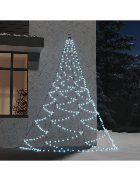Albero da Parete con Gancio Metallico 260 LED Bianco Freddo 3 m