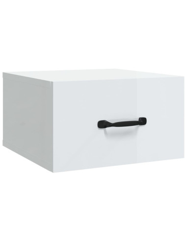 Comodino a Muro Bianco Lucido 35x35x20 cm