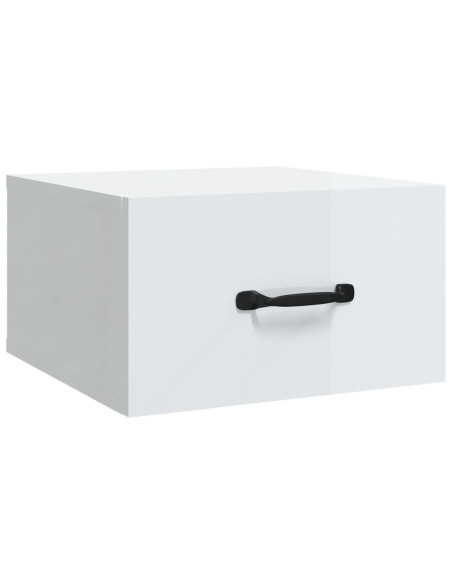 Comodino a Muro Bianco Lucido 35x35x20 cm