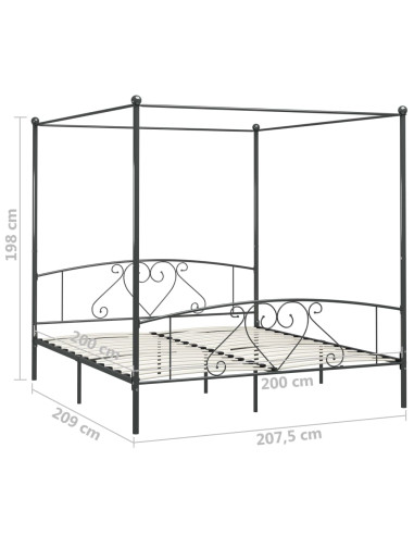 Giroletto Baldacchino senza Materasso 200x200 cm Metallo