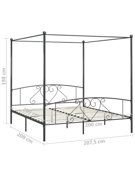 Giroletto Baldacchino senza Materasso 200x200 cm Metallo