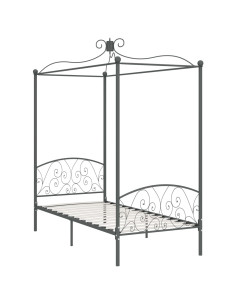 Letto a Baldacchino Grigio in Metallo 90x200 cm