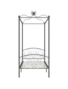 Letto a Baldacchino Grigio in Metallo 90x200 cm 2
