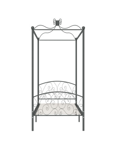 Letto a Baldacchino Grigio in Metallo 90x200 cm