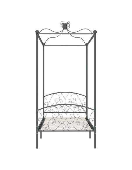 Letto a Baldacchino Grigio in Metallo 90x200 cm